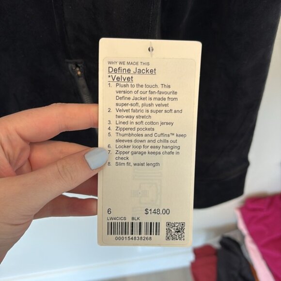 Lululemon NWT Define Jacket Velvet Black Size 6 - Picture 2 of 10